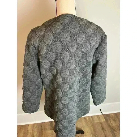 Yushi Polka Dot Art To Wear Full Zip Jacket Gray Pockets Women's Coat Large - Picture 8 of 12